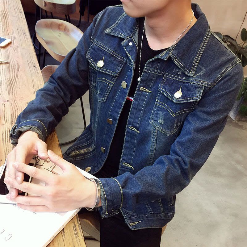 秋季男士牛仔外套男复古学生青年韩版修身牛仔衣薄款上衣潮流夹克图片