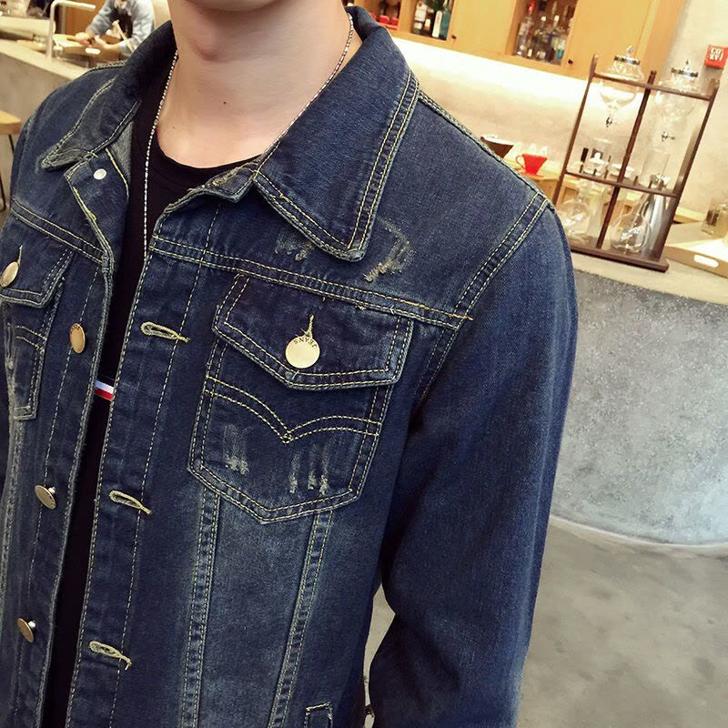 秋季男士牛仔外套男复古学生青年韩版修身牛仔衣薄款上衣潮流夹克图片