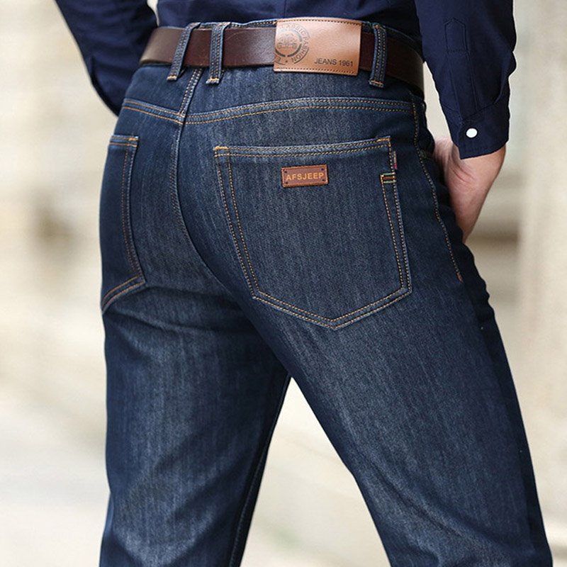 战地吉圃 17秋冬新款牛仔裤男士弹力加厚加绒大码男裤户外休闲保暖裤子