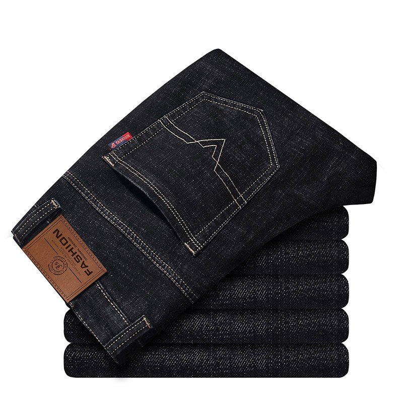 吉普盾 男士秋季商务牛仔裤男中青年宽松休闲直筒长裤秋冬修身直筒裤子757