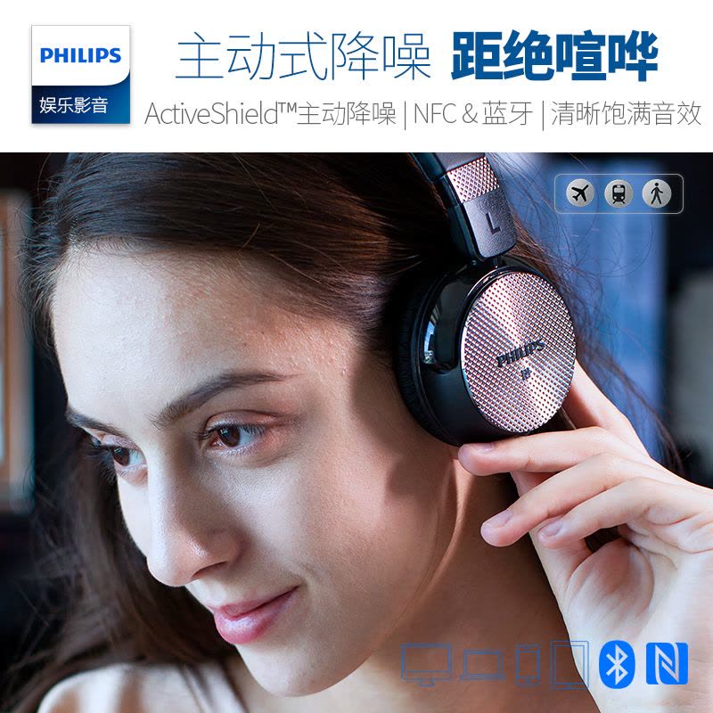 Philips/飞利浦 SHB8850NC无线蓝牙头戴式降噪耳机耳麦便携HIFI图片