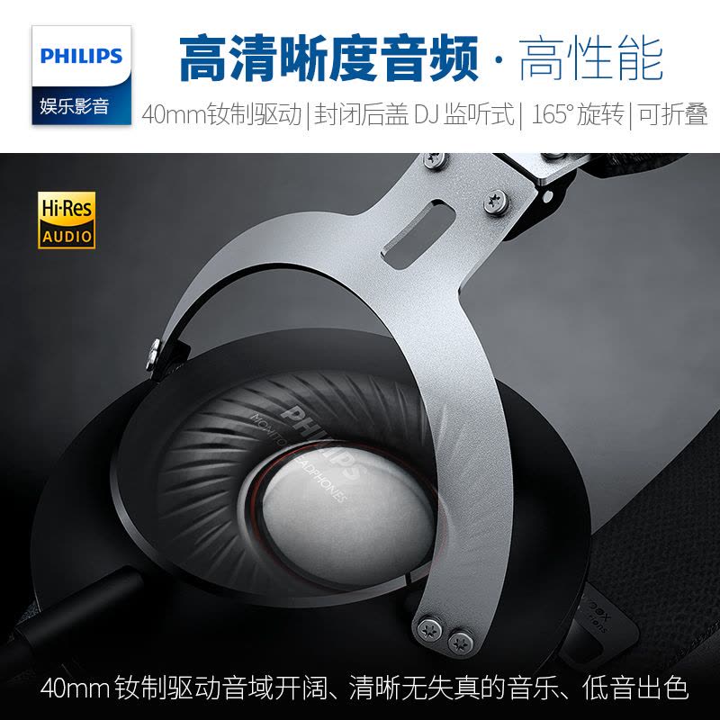 Philips/飞利浦 SHL3565BK/00 发烧HIFI高解析便携头戴式耳机耳麦图片