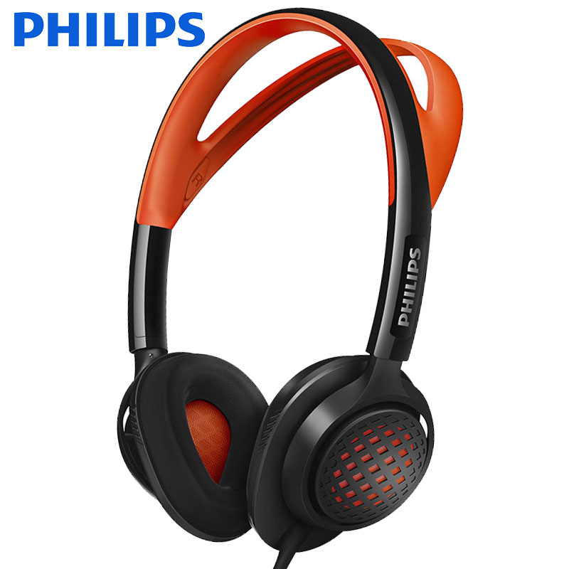 Philips/飞利浦 shq5200头戴式耳机轻便跑步运动防水音乐低音耳机桔色