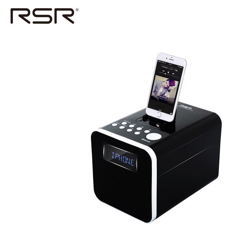 RSR DS411苹果音响iphone7/8充电底座闹钟迷你音箱图片
