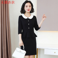 无畏衣衣2020新款女春款韩版七分袖优质面料OL职业装假两件娃娃领连衣裙子