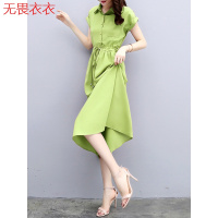 无畏衣衣雪纺连衣裙2020夏季新款女装时尚气质收腰显瘦遮肚子过膝衬衫裙子