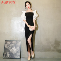 无畏衣衣宴会晚礼服黑色气质长款主持连衣裙平时可穿高贵一字肩大气女显瘦