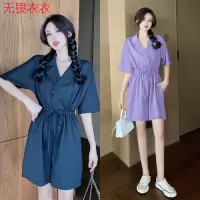 无畏衣衣法式初恋复古桔梗polo领短裙子女气质香风高腰宽松连衣裙裤女夏