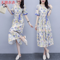 无畏衣衣雏菊碎花连衣裙女夏装2020新款复古典雅收腰显瘦棉麻亚麻裙子夏修身显瘦A字裙
