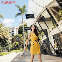 无畏衣衣夏季酷酷风格女装工装吊带裙原宿港风复古众设计感连衣裙时尚潮修身显瘦A字裙