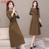 无畏衣衣九分袖立领连衣裙女秋装2020年新款高腰显瘦阔太太轻奢名媛打底裙8932
