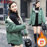无畏衣衣加绒工装外套女韩版宽松秋冬女装学生连帽休闲中长款百搭上衣502