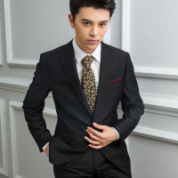 9311-2款2016新款结婚西装男士戗驳领修身黑色一粒单排扣西服男套装新郎伴郎礼服定制