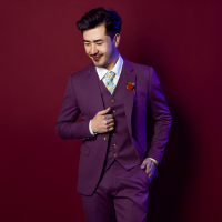 2016新款结婚西装男士平驳领修身紫色商务绅士西服男套装新郎伴郎礼服定制