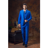 2016剑乔伯爵新款结婚西装男士戗驳领修身蓝色一粒单排扣西服男套装新郎伴郎礼服定制