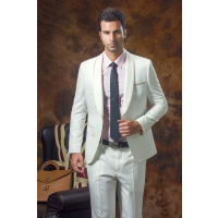 2016剑乔伯爵新款结婚西装男士青果领修身型白色西服男套装新郎伴郎礼服定制2207白