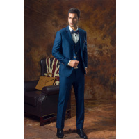 30538-39款2016新款剑乔伯爵结婚西装男士戗驳领修身蓝色一粒单排扣规则领西服男套装新郎伴郎装30538-3