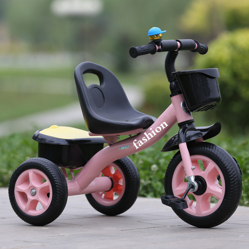 儿童三轮车小孩16岁脚踏车带推把安全带手推车婴儿童车绿色系玩具车子