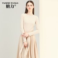 糖力2016新款冬装欧美女装圆领长袖上衣显瘦修身毛衣打底针织衫