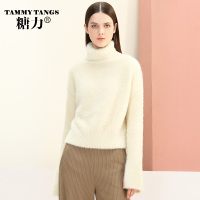 糖力2016冬装新款欧美 女装高领长袖针织衫修身打底显瘦短款毛衣