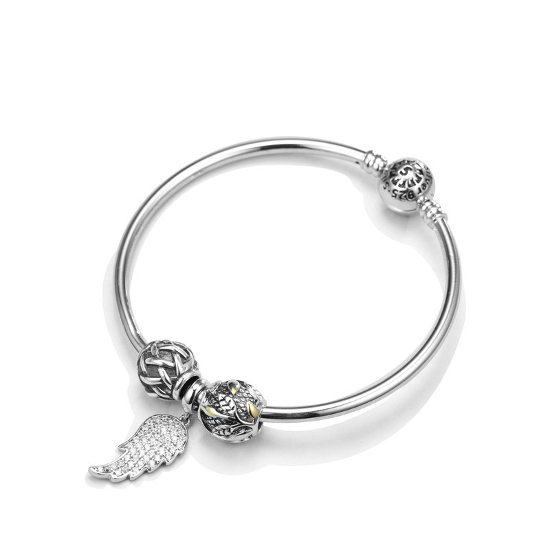 魔幻珠(charms) 天使羽翼手链 925纯银镶嵌施华洛世奇水钻手镯