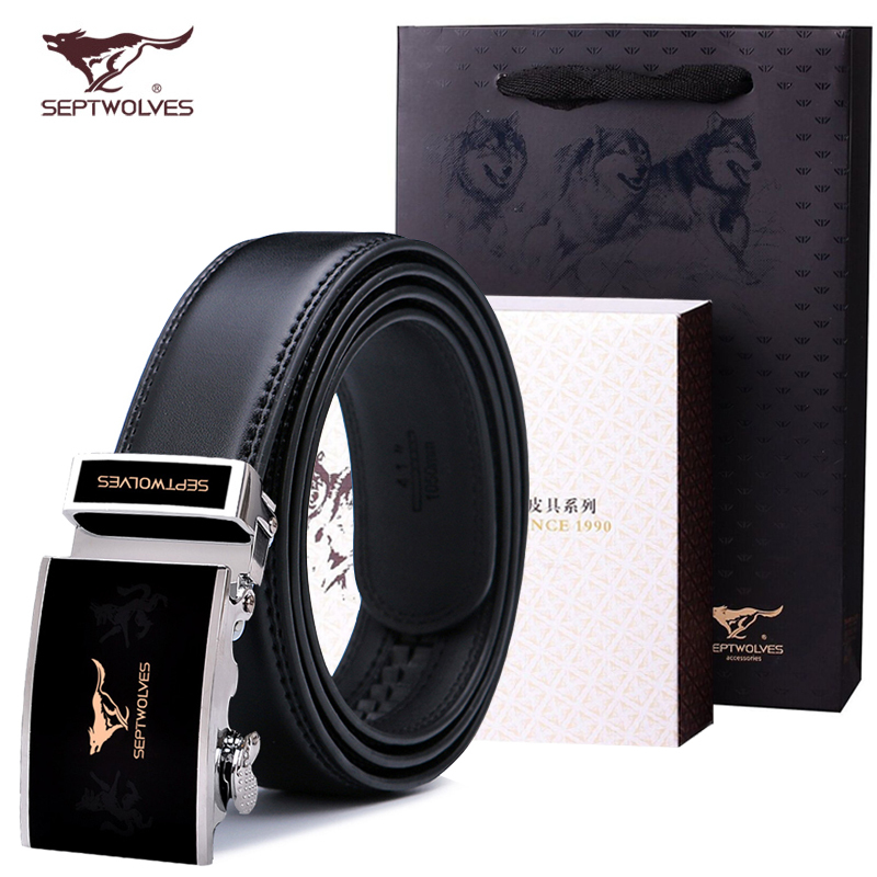 七匹狼(SEPTWOLVES) 皮带男士牛皮休闲腰带 自动扣