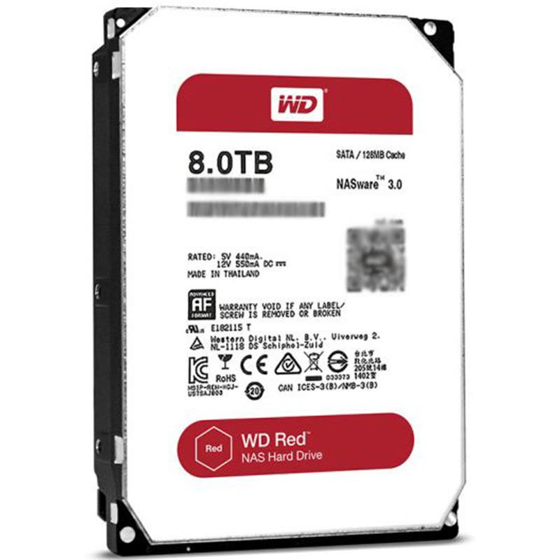 西部数据(WD)红盘 8TB SATA6Gb/s 128M 网络储存(NAS)硬盘(WD80EFZX)图片