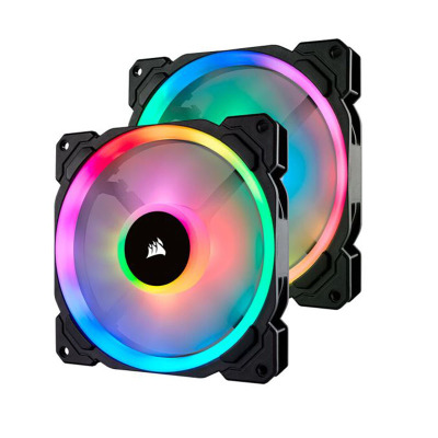 美商海盗船 (USCORSAIR) LL140 RGB 两颗装 双灯环 炫彩灯光 带Lighting Node PRO