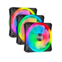 美商海盗船 (USCORSAIR) QL120 RGB 三颗装 带控制器 四灯环 高风量风压 炫彩灯光 散热风扇