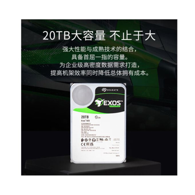 希捷(Seagate)企业级硬盘 20TB 256MB 7200RPM SATA接口 希捷银河 Exos X20系列 ST20000NM007D