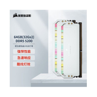 美商海盗船(USCORSAIR) 64GB(32G×2)套装 DDR5 5200 台式机内存条 统治者铂金 RGB灯条 炫目白 高端游戏型