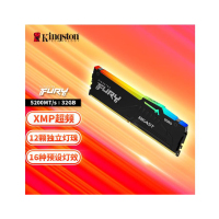 金士顿 (Kingston) FURY 32GB DDR5 5200 台式机内存条 Beast野兽系列 RGB灯条 骇客神条