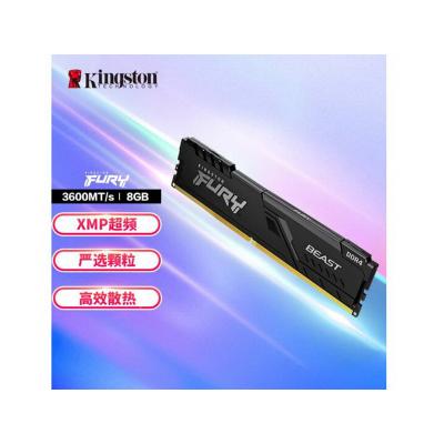 金士顿 (Kingston) FURY 8GB DDR4 3600 台式机内存条 Beast野兽系列 骇客神条