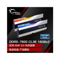 芝奇(G.SKILL)32GB(16Gx2) DDR5 7600 台式机内存条-幻锋戟RGB灯条(科技银)/Intel XMP/C36