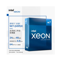 英特尔(Intel) 至强 W7-2495X 处理器 24核心48线程 睿频至高可达4.8Ghz 64条PCIe 5.0通道 盒装CPU