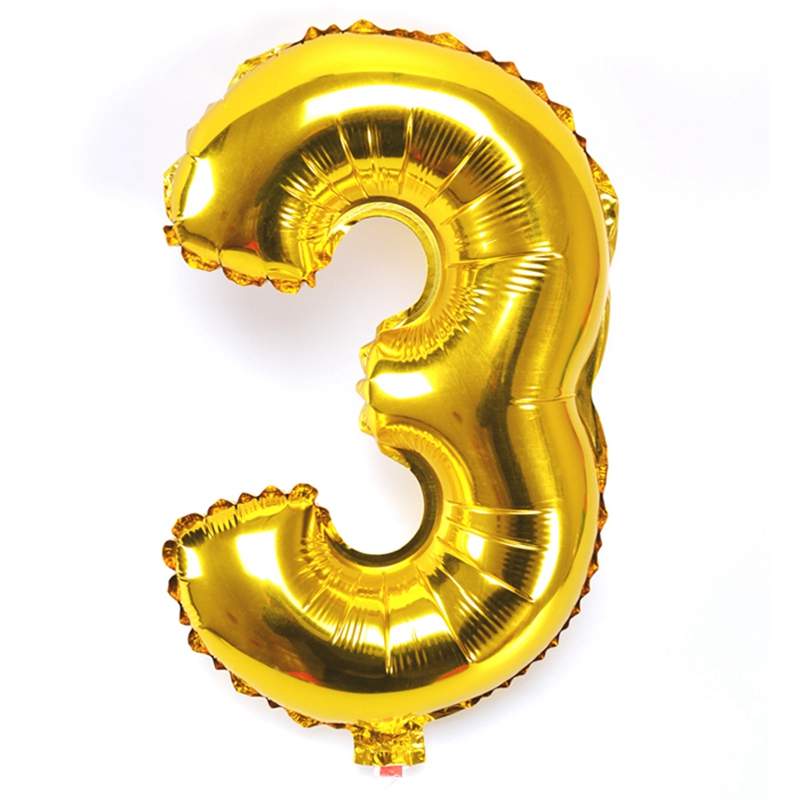 16寸数字铝箔球铝膜气球气氛布置生日派对庆典数字3