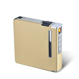 充电打火机自动装烟盒 铝合金自动烟盒20支装 USB充电 点烟器定制刻字