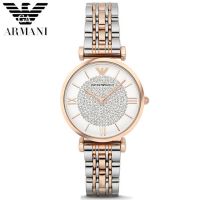 欧美品牌正品Armani阿玛尼手表女表超薄时装表精钢带镶钻腕表女士手表AR1909