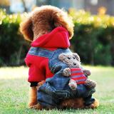 狗狗衣服泰迪衣服秋冬装宠物比熊小熊牛仔加厚四脚衣