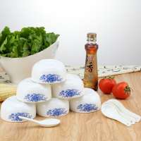 骨瓷陶瓷碗米饭碗日式餐具套装韩式碗青花瓷6碗6勺网购包装(1套包邮)