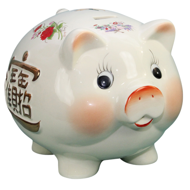 迷你袖珍型储蓄罐招财进宝开店开业家居客厅电视柜风水摆件摆设存钱罐创意礼物大陶瓷金猪储钱罐