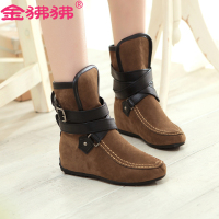 金狒狒新款女靴皮带扣内增高短筒靴时尚百搭女鞋 三色