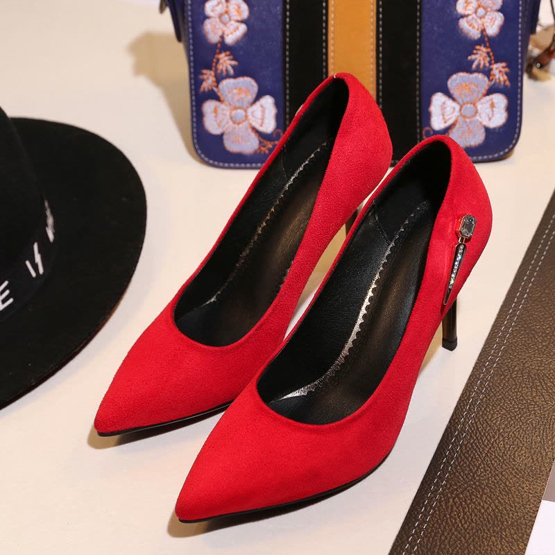 金狒狒2017春新款水钻尖头浅扣超高跟细跟时尚单鞋图片