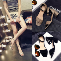 金狒狒2017夏季新款韩版包跟露趾中跟粗跟凉鞋女鞋