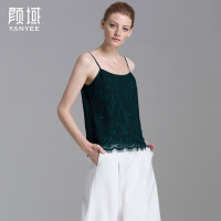 颜域品牌女装2016夏装新款欧美时尚凸花蕾丝吊带背心百搭打底上衣 20S6433