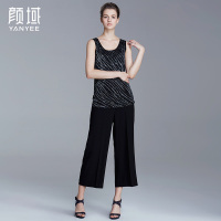 颜域品牌女装2016夏季新款欧美时尚亮丝针织工字吊带背心弹力上衣40S6360