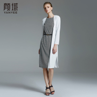 颜域品牌女装2016秋装新款欧美优雅针织长外套修身显瘦百搭长外披