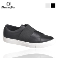 DreamBox春季新款透气真皮韩版运动休闲皮鞋套脚防滑板鞋潮男鞋