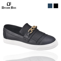 DreamBox夏季韩版真皮乐福鞋厚底一脚蹬休闲男鞋子潮流套脚单鞋男