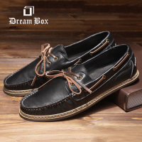 DreamBox帆船鞋2015新款男士真皮系带日常休闲透气皮鞋套脚懒人鞋